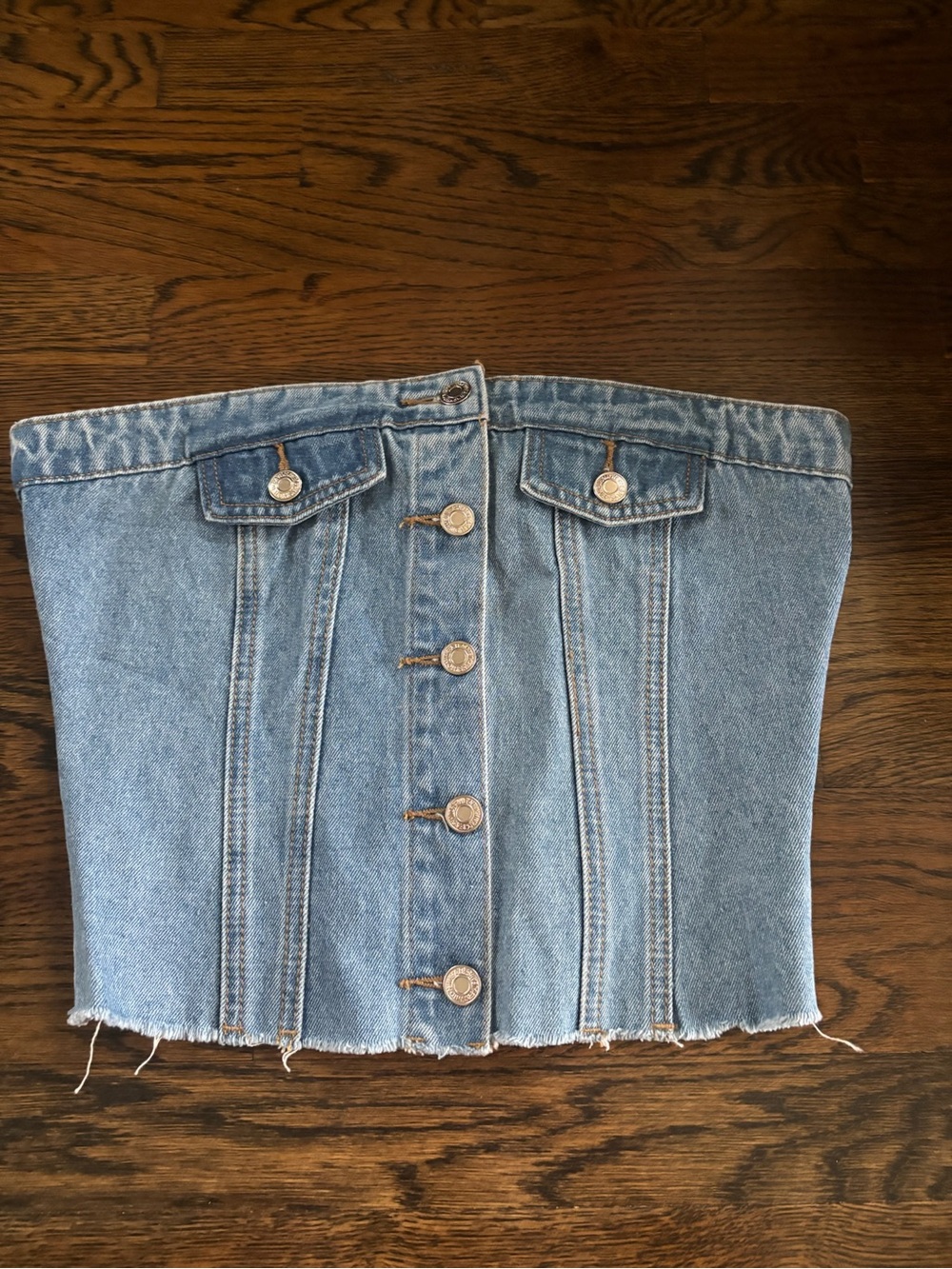 Edikted Light Blue Denim Button-Front Top